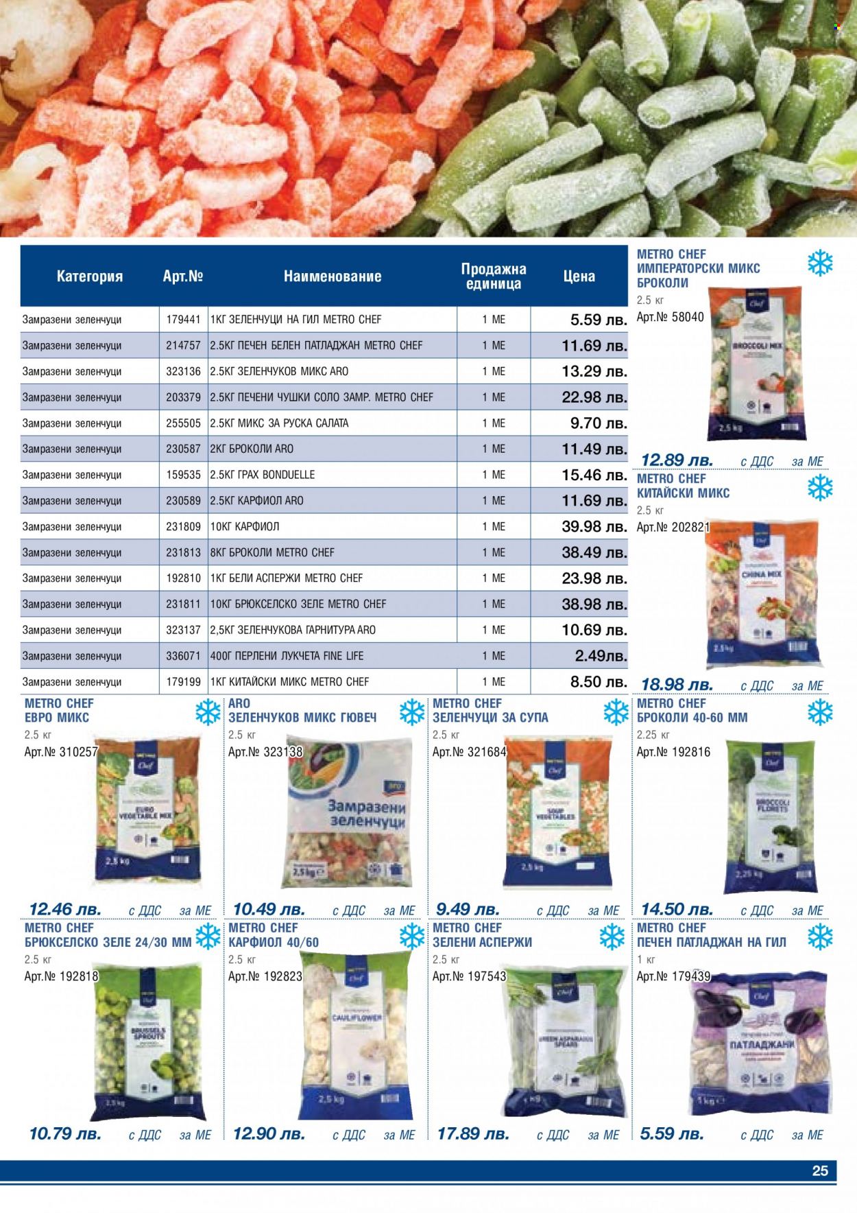 Брошура на МЕТРО - 01.05.2023 - 31.05.2023 - Продавани продукти - броколи, супа, руска салата, салата, замразени зеленчуци. Страница 25.
