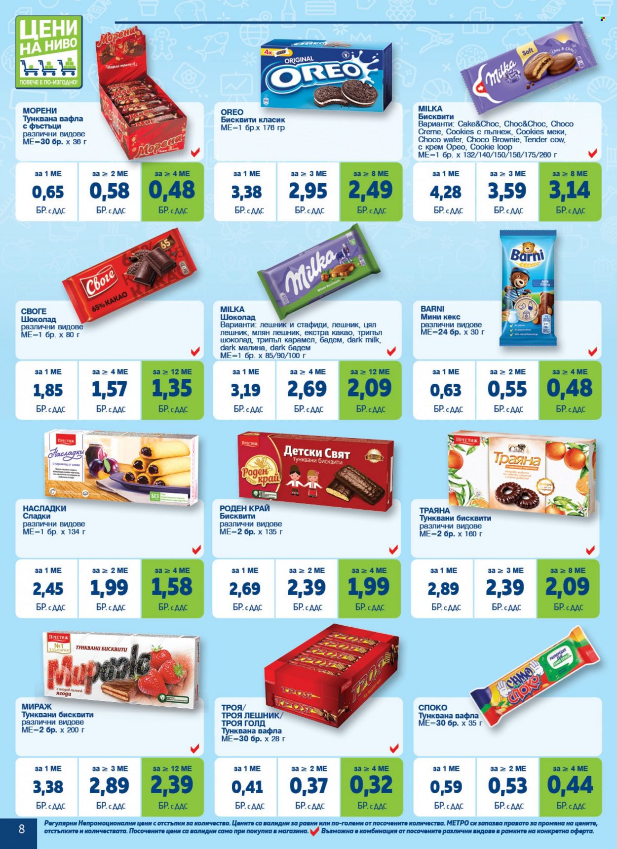 Брошура на МЕТРО - 25.05.2023 - 07.06.2023 - Продавани продукти - Milka, бисквити, вафла, тунквани бисквити, шоколад. Страница 8.