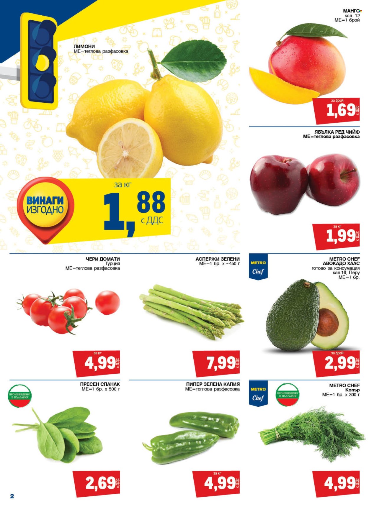 thumbnail - Брошура на МЕТРО - 25.04.2024 - 08.05.2024 - Продавани продукти - домати, авокадо, лимони. Страница 2.