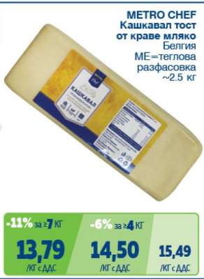 METRO CHEF Кашкавал тост от краве мляко