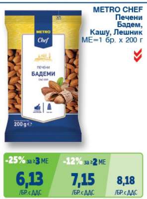 METRO CHEF Печени Бадеми, Кашу, Лешник