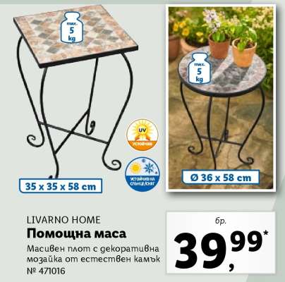 LIVARNO HOME Помощна маса