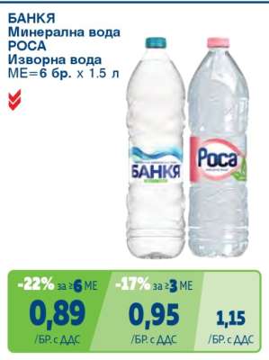 БАНКЯ Минерална вода; РОСА Изворна вода