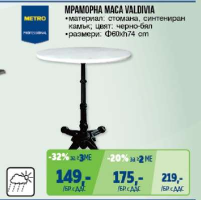 МРАМОРНА МАСА VALDIVIA
