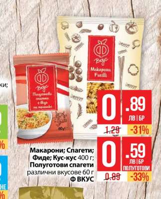 Макарони; Спагети; Фиде; Кус-кус
