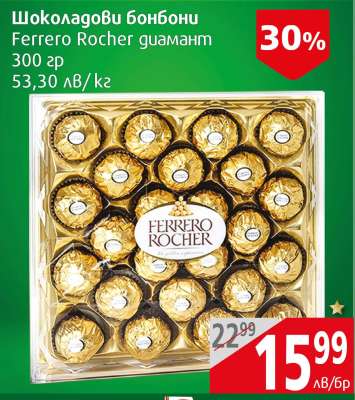 Шоколадови бонбони Ferrero Rocher диамант