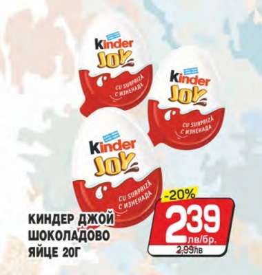 Киндер Джой шоколадово яйце 20г