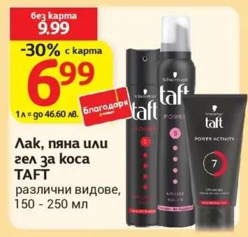 Лак, пяна или гел за коса TAFT