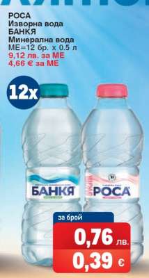 РОСА Изворна вода БАНКЯ Минерална вода