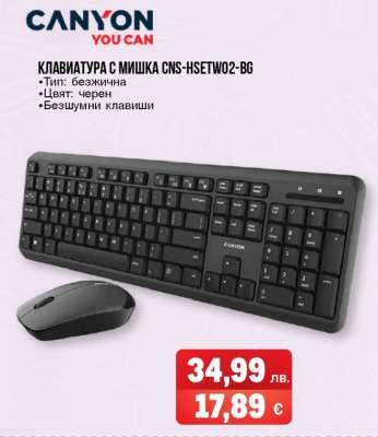 КЛАВИАТУРА С МИШКА CNS-HSETW02-BG
