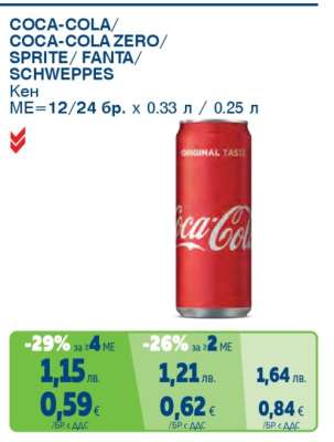 Coca-Cola/ Coca-Cola Zero/ Sprite/ Fanta/ Schweppes