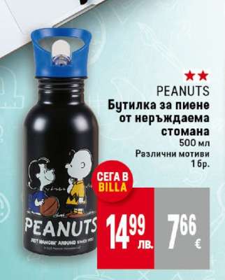 PEANUTS Бутилка за пиене от неръждаема стомана