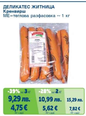 ДЕЛИКАТЕС ЖИТНИЦА Кренвирш