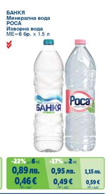 БАНКЯ Минерална вода; РОСА Изворна вода