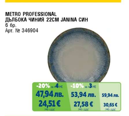METRO PROFESSIONAL ДЪЛБОКА ЧИНИЯ 22CM JANINA СИН