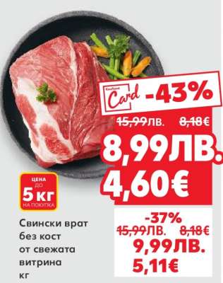 Свински врат без кост от свежата витрина кг