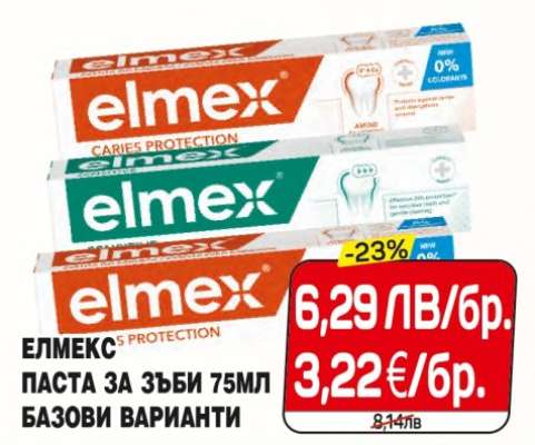 ЕЛМЕКС ПАСТА ЗА ЗЪБИ 75МЛ БАЗОВИ ВАРИАНТИ