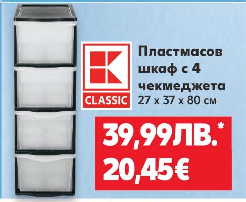 Пластмасов шкаф с 4 чекмеджета