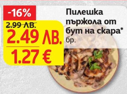 Пилешка пържола от бут на скара