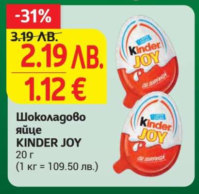 Шоколадово яйце Kinder Joy