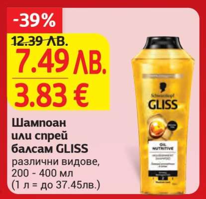 Шампоан или спрей балсам GLISS