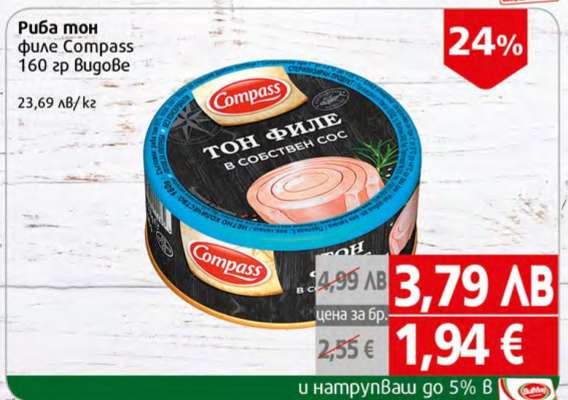Риба тон филе Compass 160 гр