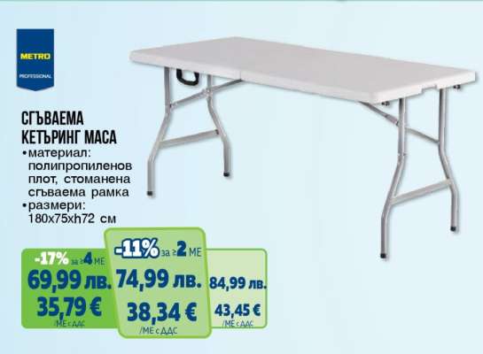 Сгъваема кетъринг маса