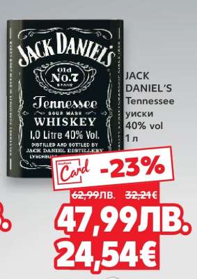 JACK DANIEL'S Tennessee уиски 40% vol 1 л