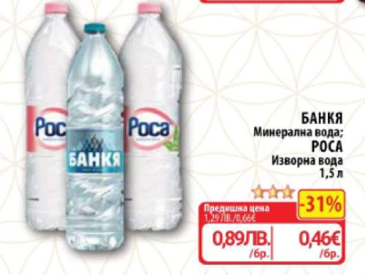 БАНКЯ Минерална вода; РОСА Изворна вода