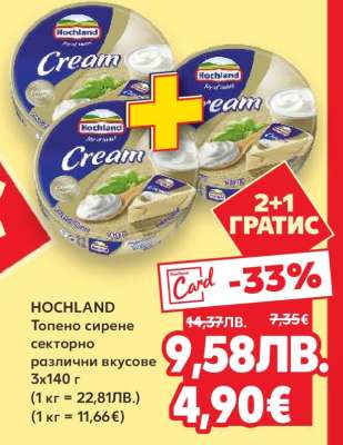 HOCHLAND Топено сирене секторно различни вкусове