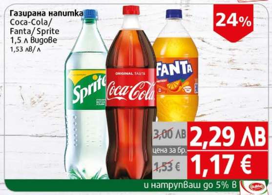 Газирана напітка Coca-Cola/Fanta/Sprite