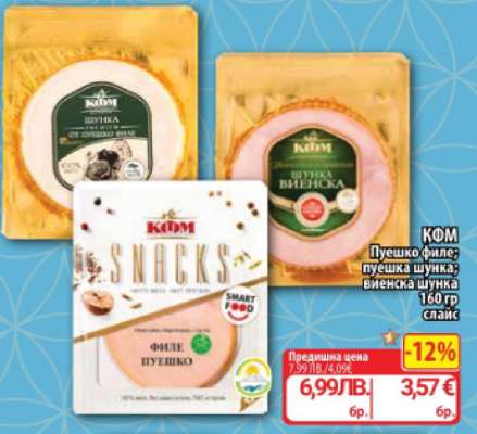 КФМ Пуешко филе; пуешка шунка; виенска шунка