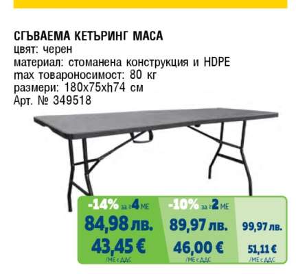 Сгъваема кетъринг маса