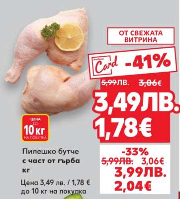 Пилешко бутче с част от гърба кг