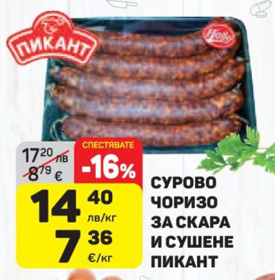 СУРОВО ЧОРИЗО ЗА СКАРА И СУШЕНЕ ПИКАНТ