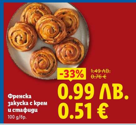 Френска закуска с крем и стафиди