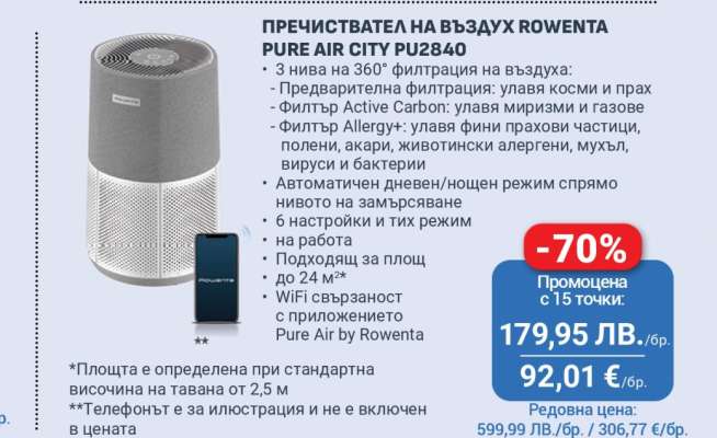 Пречиствател на въздух Rowenta Pure Air City PU2840