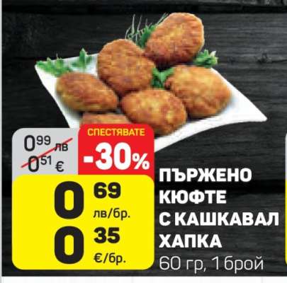 ПЪРЖЕНО КЮФТЕ С КАШКАВАЛ ХАПКА