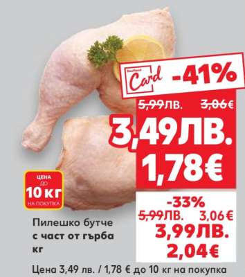 Пилешко бутче с част от гърба кг