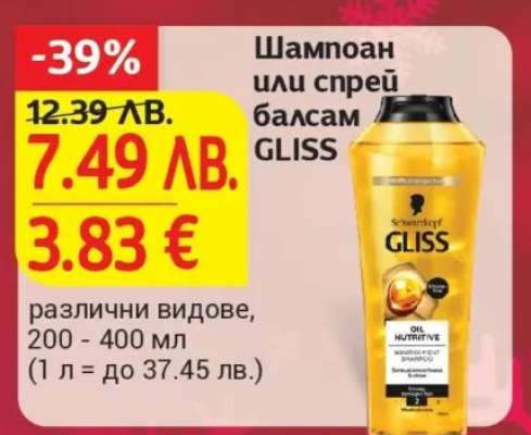 Шампоан или спрей балсам GLISS