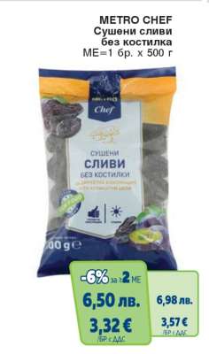 METRO CHEF СУШЕНИ СЛИВИ БЕЗ КОСТИЛКА