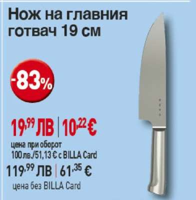 Нож на главния готвач 19 см