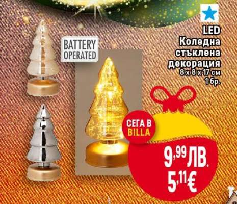 LED Коледна стъклена декорация