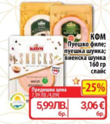 КФМ Пуешко филе; пуешка шунка; виенска шунка