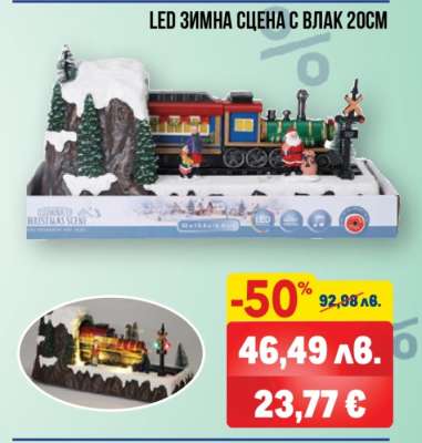 LED ЗИМНА СЦЕНА С ВЛАК 20CM