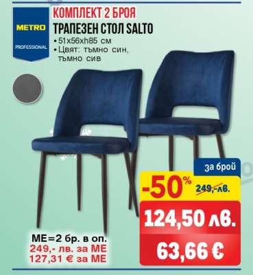 КОМПЛЕКТ 2 БРОЯ ТРАПЕЗЕН СТОЛ SALTO