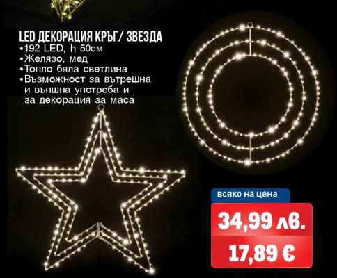 LED ДЕКОРАЦИЯ КРЪГ / ЗВЕЗДА