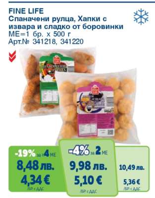 FINE LIFE Спаначени рулца/Хапки с извара и сладко от боровинки