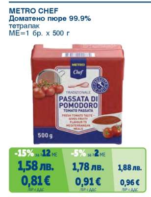 METRO CHEF Доматено пюре 99.9%