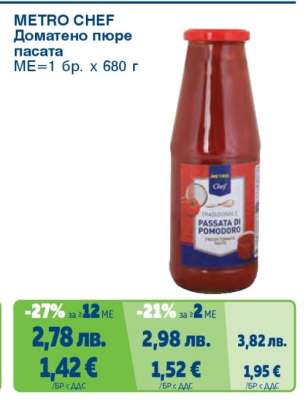 METRO CHEF Доматено пюре пасата